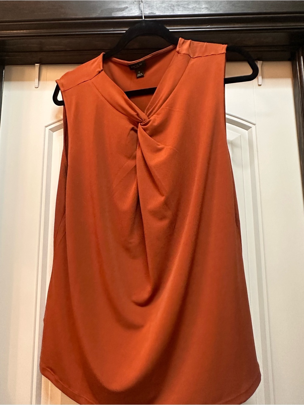 Ann Taylor Sleeveless Twist-Front Women’s Top in Rust Orange